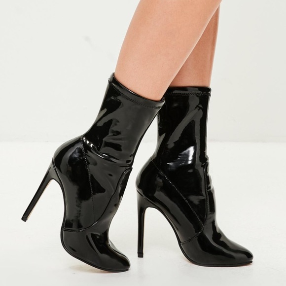 Missguided Shoes - NWOT Missguided Black Vinyl Ankle Boots